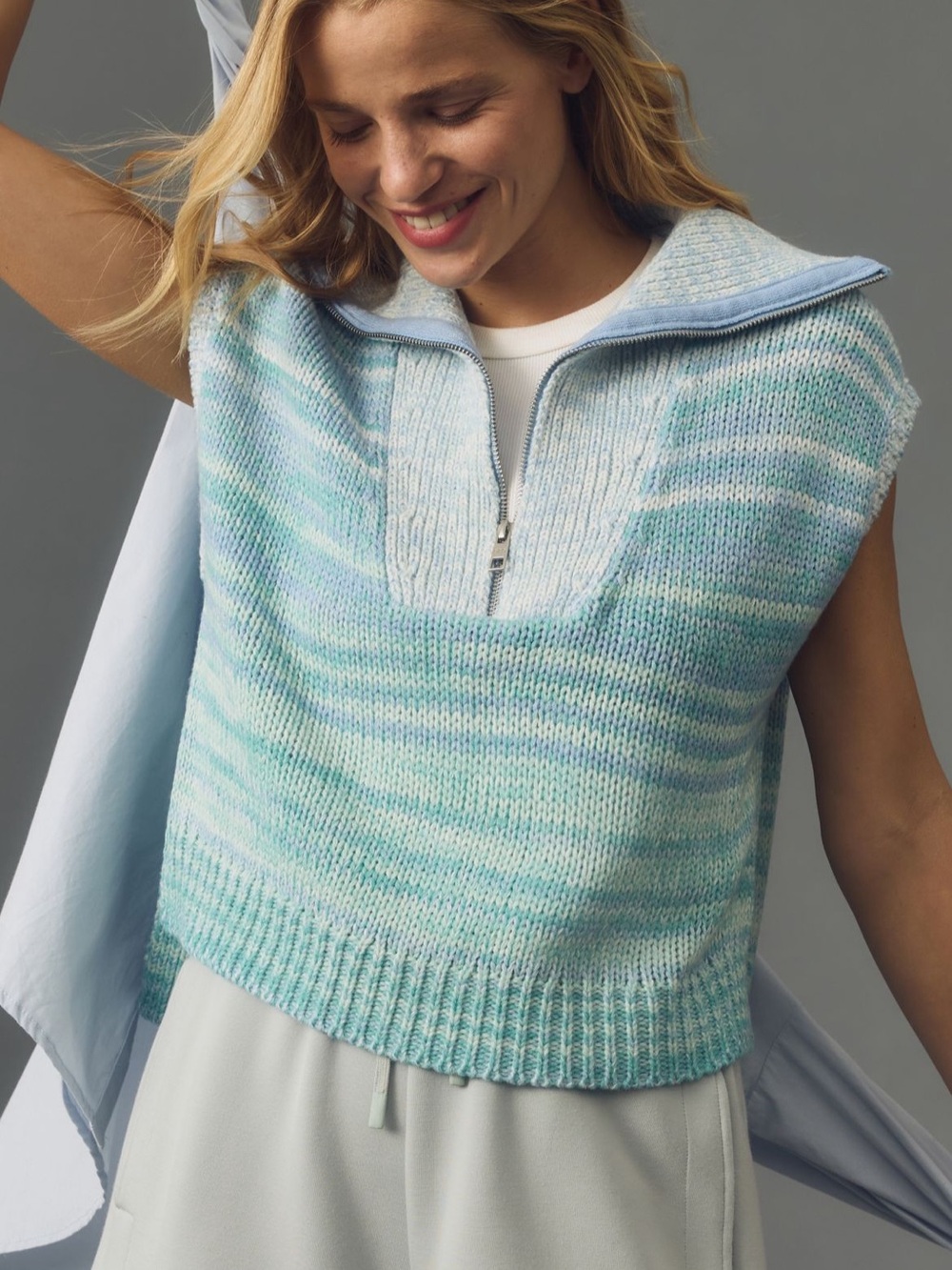 ·525 America· blue half-zip sweater vest